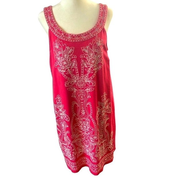 INC International Concepts Dresses & Skirts - INC Embroidered Pima Cotton Modal Sleeveless Aline Dress Women 0X  Red and White